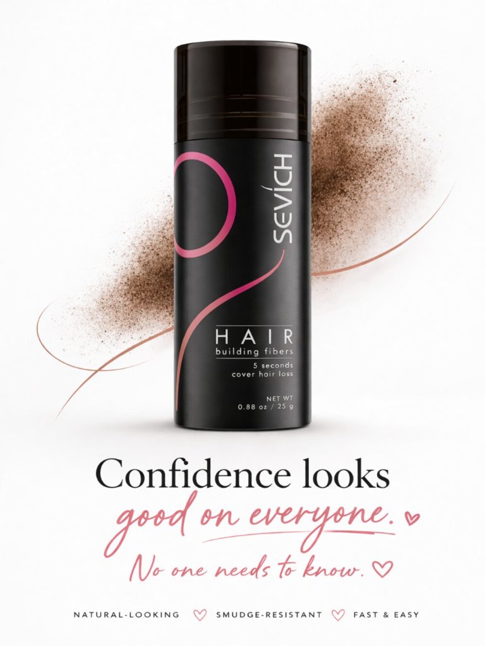 SEVICH'S MED. BROWN HAIR FIBER  FOR INSTANT COVERAGE ON THOSE THINNING AREAS!